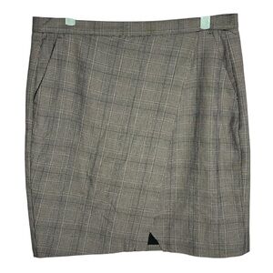 Banana Republic Gray Plaid Faux Wrap Skirt, Size 12P